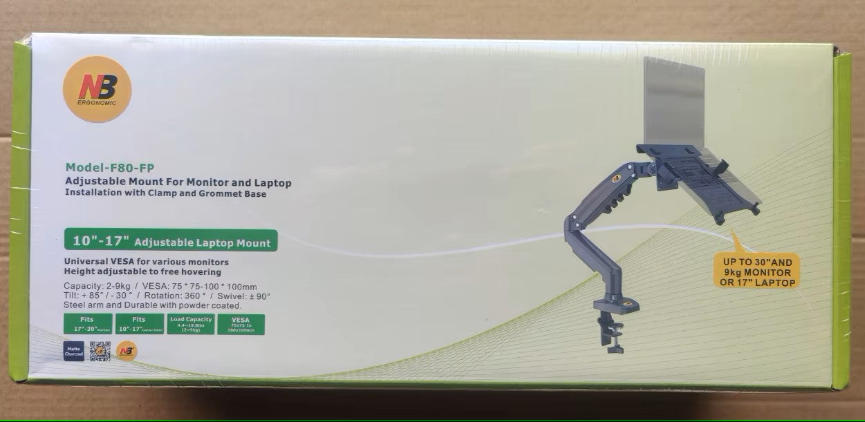 LWT F80-FP Heavy Duty Laptop Mount Stand, Laptop Arm Duty Holder for 10 to 17 Inch Laptops