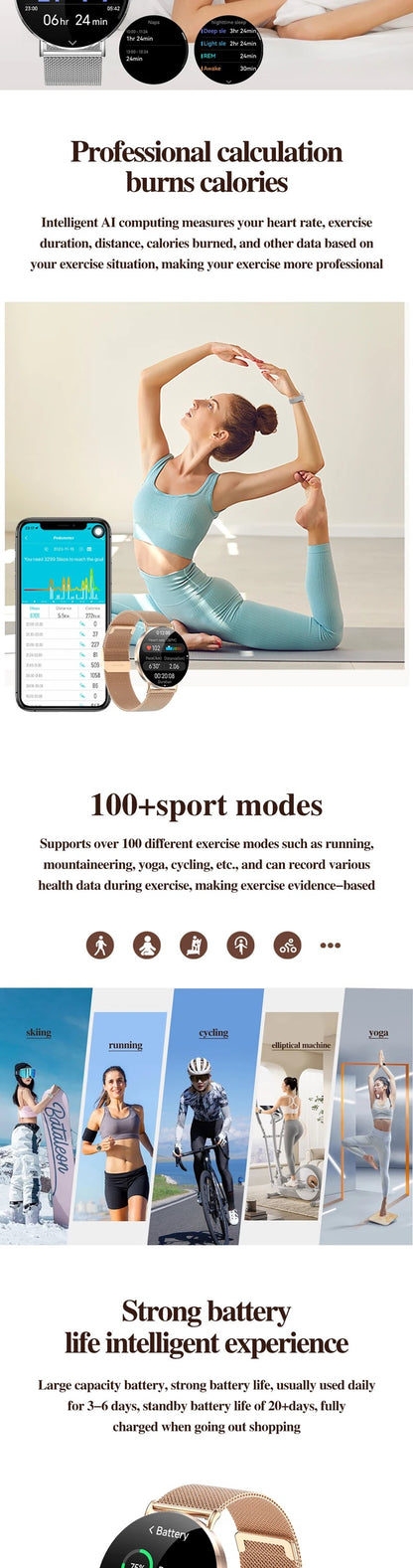 LWT KM88 Ultra Thin Calorie Tracker Smart Watch For Women, Purple Aluminum Alloy Watch With AMOLED Screen