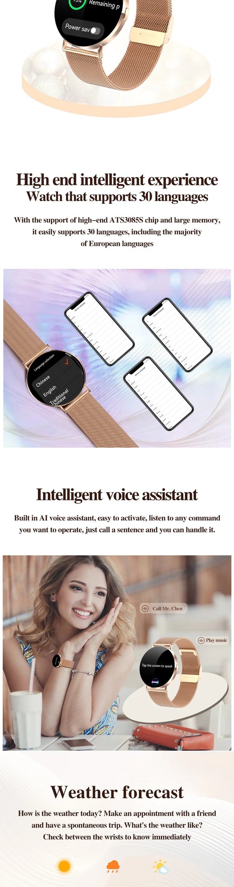LWT KM88 Ultra Thin Calorie Tracker Smart Watch For Women, Purple Aluminum Alloy Watch With AMOLED Screen