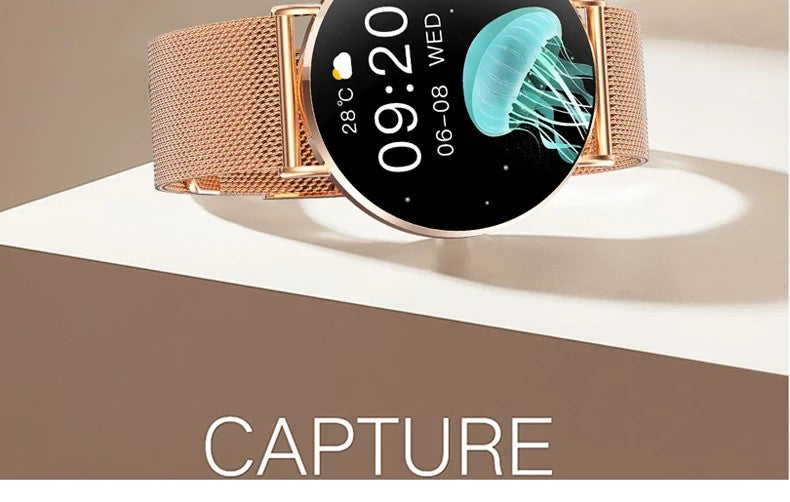 LWT KM88 Ultra Thin Calorie Tracker Smart Watch For Women, Purple Aluminum Alloy Watch With AMOLED Screen