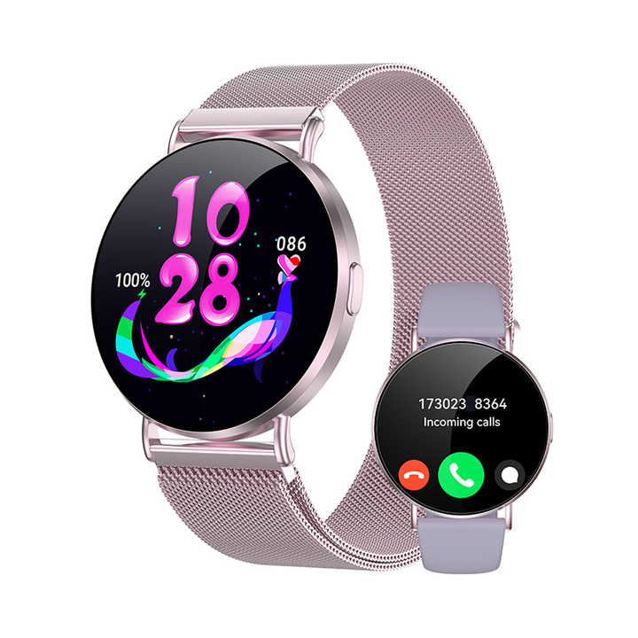 LWT KM88 Ultra Thin Calorie Tracker Smart Watch For Women, Purple Aluminum Alloy Watch With AMOLED Screen