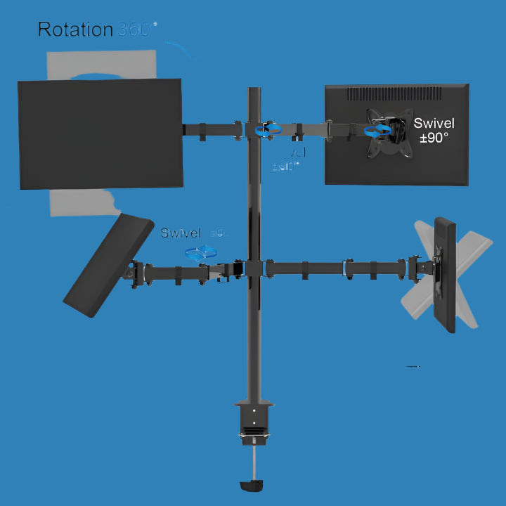 LWT CT-LCD-DS1704A QUAD Computer Monitor Mount Professional Supply Max VESA 100*100mm Full Motion 180 Degrees Swivel