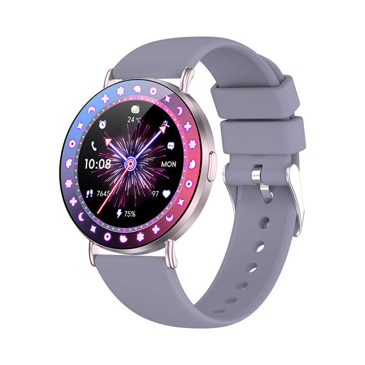 LWT KM88 Ultra Thin Calorie Tracker Smart Watch For Women, Purple Aluminum Alloy Watch With AMOLED Screen