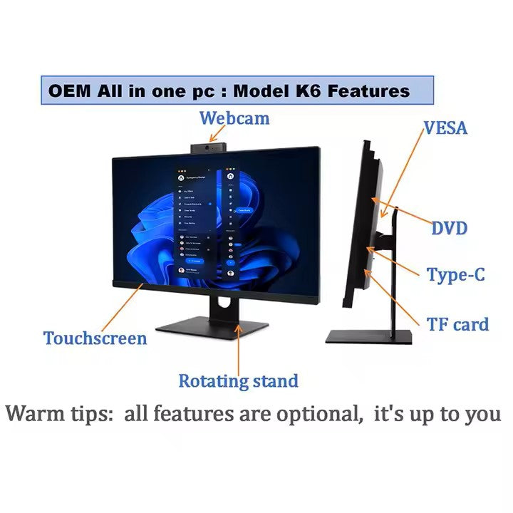 LWT AIO C4 - AIO Pc Desktop Computer I5 I7 I9 All-in-one Computer 21.5 & 24 inch for Business Use All in One Pc
