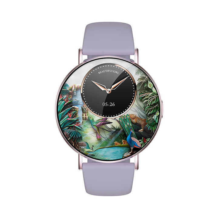 LWT KM88 Ultra Thin Calorie Tracker Smart Watch For Women, Purple Aluminum Alloy Watch With AMOLED Screen