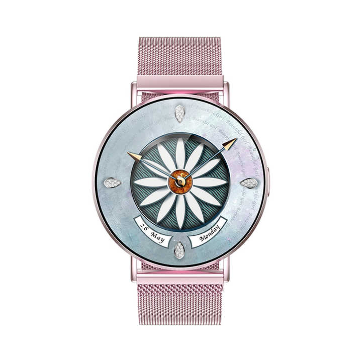 LWT KM88 Ultra Thin Calorie Tracker Smart Watch For Women, Purple Aluminum Alloy Watch With AMOLED Screen
