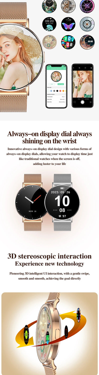 LWT KM88 Ultra Thin Calorie Tracker Smart Watch For Women, Purple Aluminum Alloy Watch With AMOLED Screen